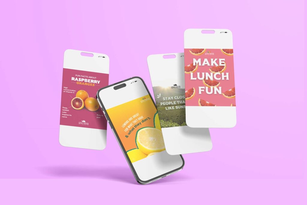 Examples of Kings River Packing social media posts by Matchstick Social