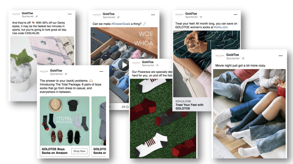 advertising managed by Matchstick Social, digital marketing agency, for GoldToe brand.