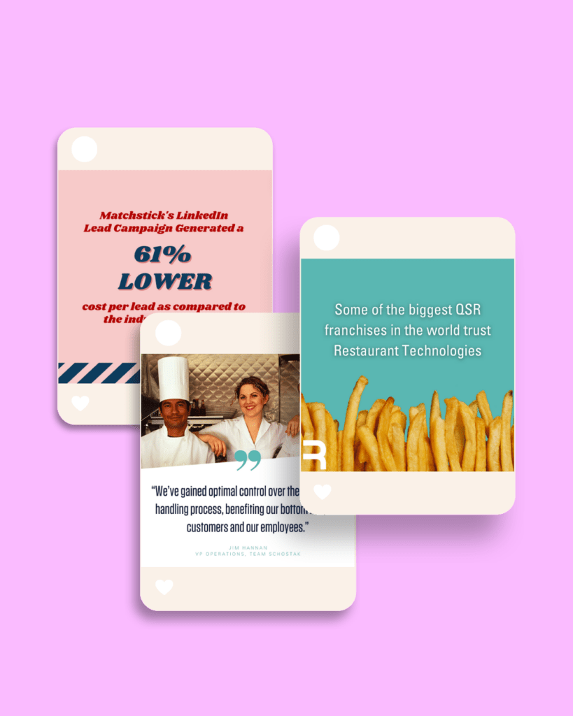Examples of social media posts created for Restaurant Technologies by Matchstick Social