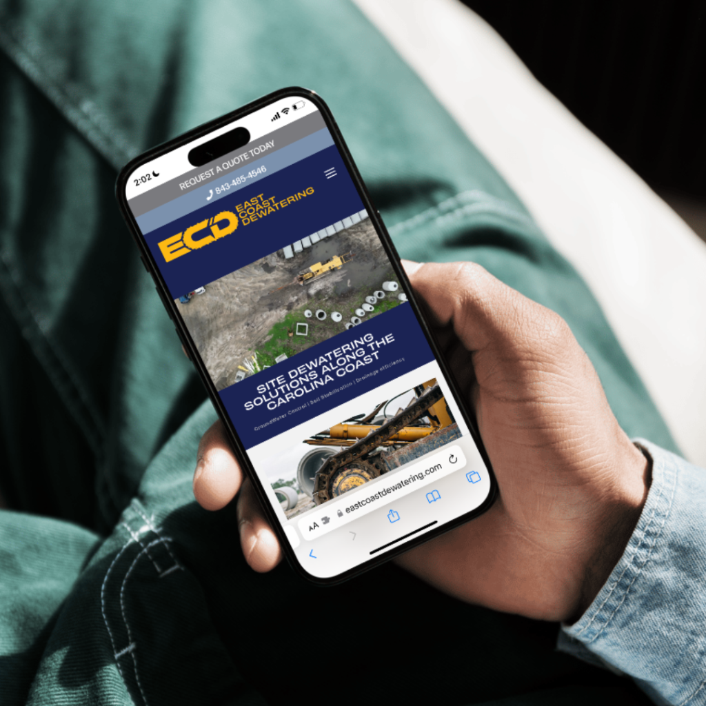 ECD website mockup on mobile