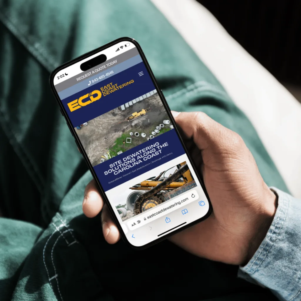 Construction Industry Packages 18 ECD website mockup on mobile