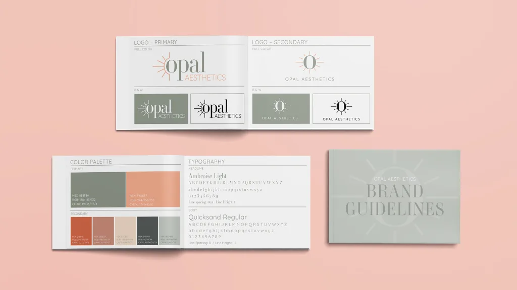 elevated colorful brand guidelines for a luxury aesthetics provider