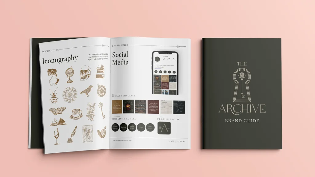 An open printed guide showing The Archive branding