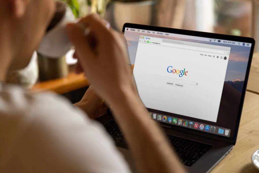 Managing reputation through Google Reviews on laptop