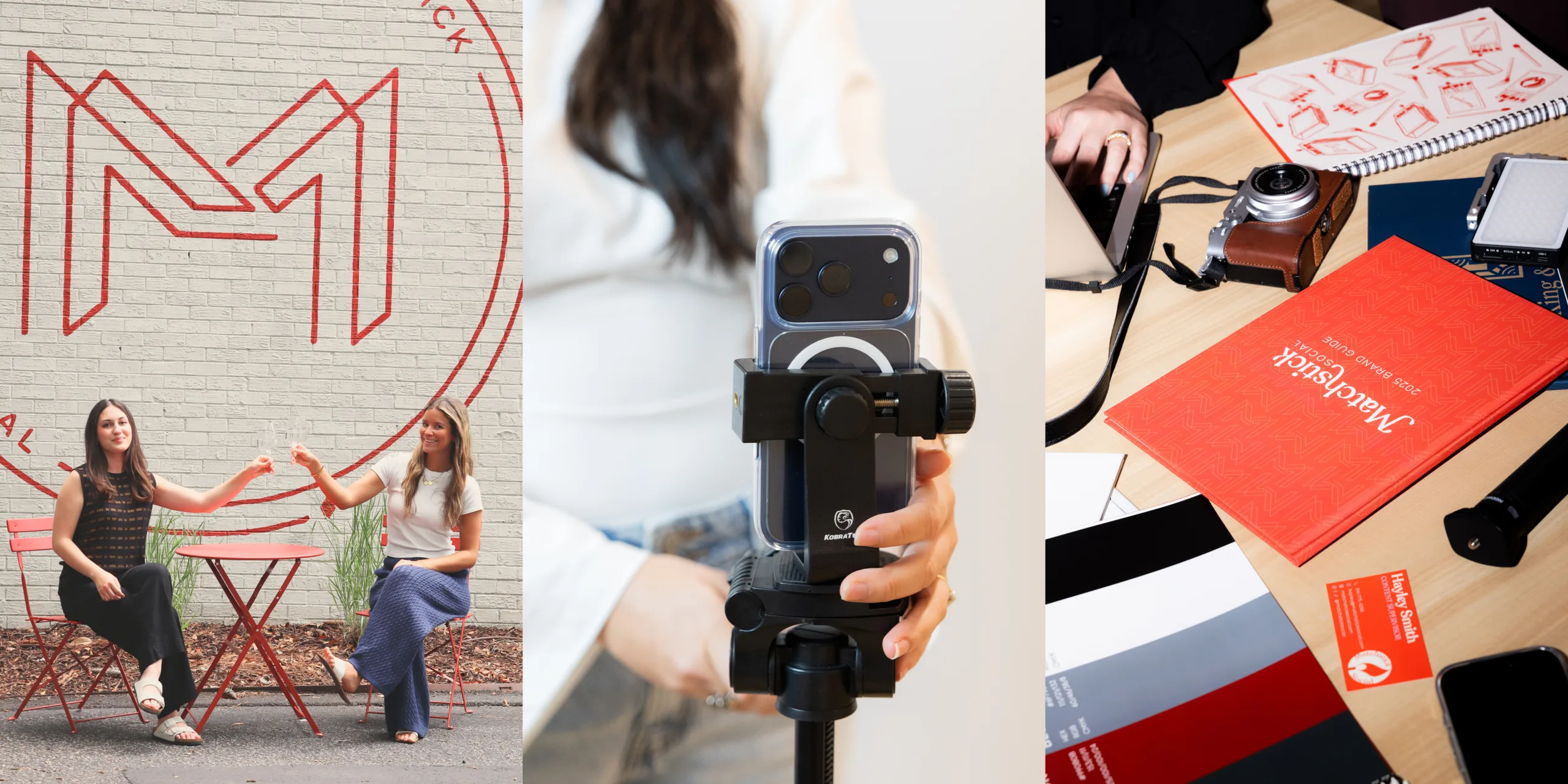 Marketing intern collaborating with team members at Matchstick Social's Charleston office